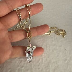 Hand Carved Butterfly Pendant Necklace